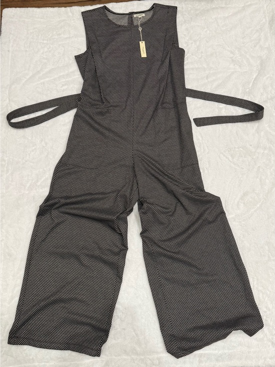 Max Studio Pants - Max Studio Black & White Striped Sleeveless Jumpsuit